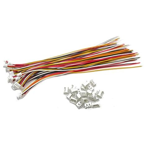 20 x connecteurs Micro JST MX 1,25 mm 4 broches 1,25 mm femelle et mâle pour circuit imprimé avec câble de 150 mm (1/4)