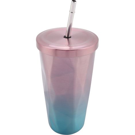 Gobelet Isotherme En Acier Inoxydable 304 Forme Diamant Avec Paille Pour Café Eau Jus Violet Dégradé 1 Pièce (1/5)