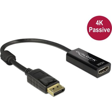 Câble adaptateur Delock DisplayPort / HDMI Fiche mâle DisplayPort, Prise femelle HDMI-A 0.20 m noir 62609 contacts dorés Câble DisplayPort C670851 (1/2)