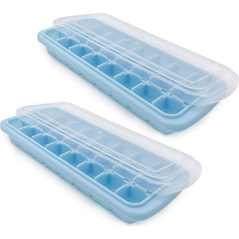 Silikon-Eisform – 24 Fächer – mit abnehmbarem Deckel – stapelbar – für Wasser, Saft, Joghurt, Babynahrung – 2-teilig (1/5)