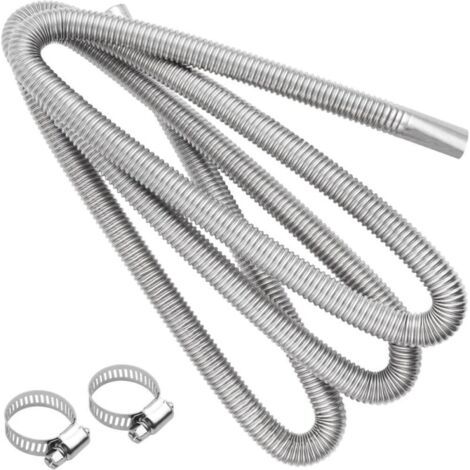 Flexible Pour Echappement 100 cm, Tuyau d'Échappement de Chauffage de Voiture, Tuyau d'Évent de Gaz Diesel Avec Deux Pinces En Acier Inoxydable (1/4)