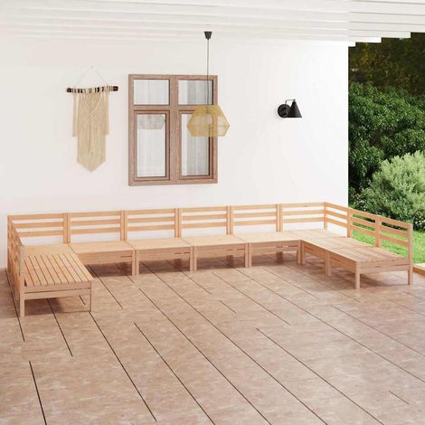 vidaXL Juego muebles de jardín 10 piezas madera maciza pino (1/5)
