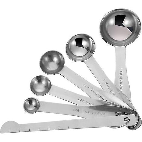 Set mit 7 Messlöffeln aus Edelstahl für trockene und flüssige Zutaten (1/5)