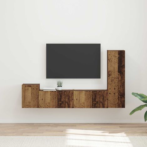 TV-Schrankset Wandmontiert 4 pcs Altholz Holzwerkstoff