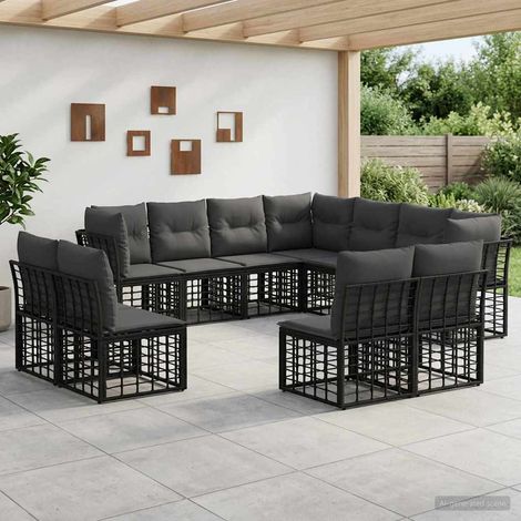 vidaXL Conjunto de sofás de exterior Negro Poliéster (1/5)