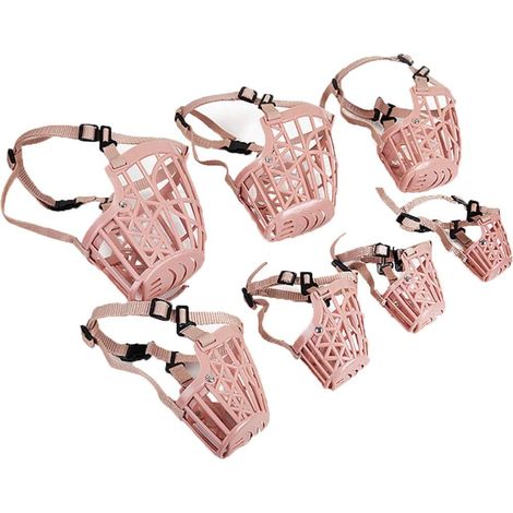 Lot de 7 muselières en plastique souple pour chien, anti-morsure réglable, respirant et confortable, convient aux chiens de petite, moyenne et grande taille (1/5)