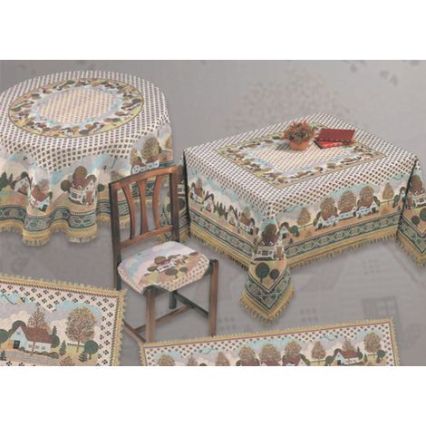Copritavolo Jacquard Disegno Casette By Suardi, misura180x180coloreCasette