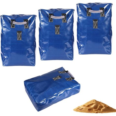 6pcs Sacs Sable en Vinyle, Sac de Sable Étanche Château Gonflable Ancrage Lestage de Sécurité pour Auvents Tentes et Toboggans Aquatiques (Bleu) (1/5)