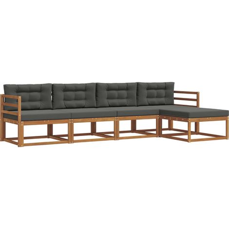 Ensemble de canapés d'extérieur 5 pcs  Salon de jardin Naturel et Anthracite