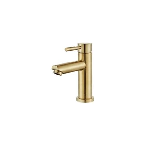 Robinet de lavabo en laiton sans plomb or brossé – Mitigeur eau chaude et froide – Vanne céramique résistante – Débit doux et silencieux