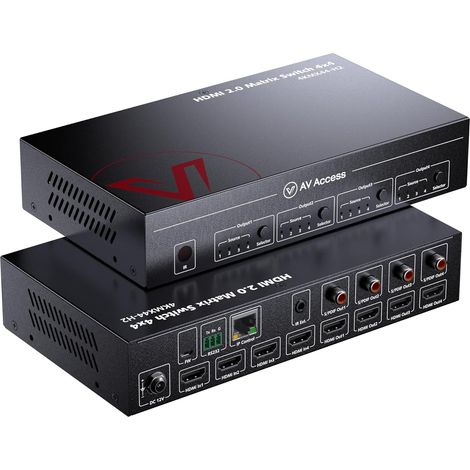 4x4 4K @ 60Hz HDMI Matrix Splitter, HDR10, 3D, Extraction Audio, Downscaler 4K à 1080P, SPDIF 5.1CH, HDCP 2.2, Mémoire de Mise Hors Tension, Web UI + RS232 + IR + Bouton de contrôle (1/5)