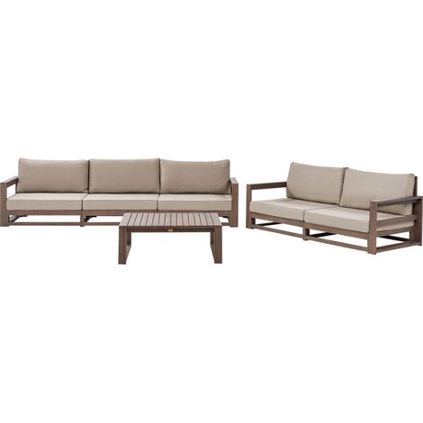 Garden Lounge Set with Table 5 Seater TIMOR Modular Certified Acacia Wood Dark Brown