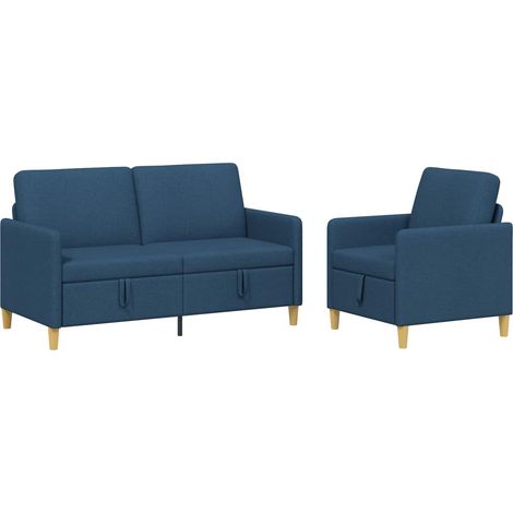 Sofa Set mit Stauraum 2 stk. 3-Sitzer Blau 152 x 78 x 87 cm vidaXL (1/5)