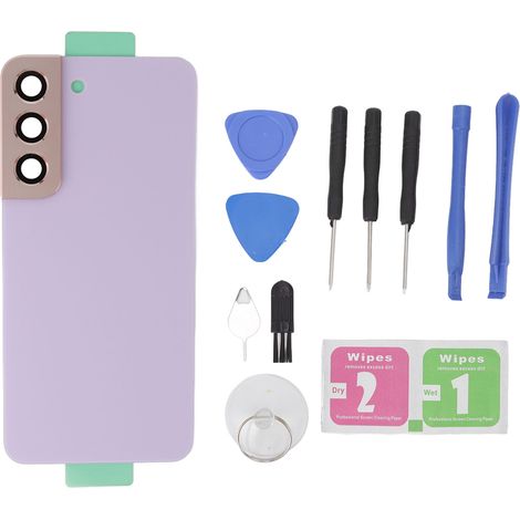 Coque Arrière Verre Téléphone avec Objectif Caméra Pré-installé et Kit Réparation pour Samsung Galaxy S22 S901U S901F Violet