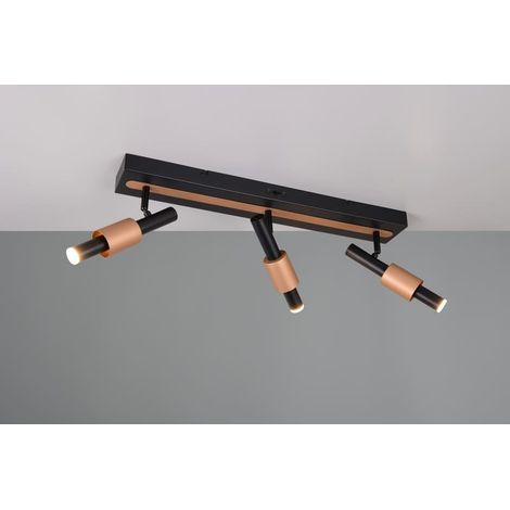 Applique led integree en metal noir mat et cafe 3xsmd - trio - ikaris