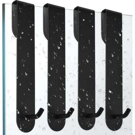 4 PCS Crochet Douche Inox Porte Serviette Salle de Bain Inox Crochet pour Paroi de Douche Crochets pour Serviettes de Bain Porte Accroche Torchon Cuisine Noir Porte Manteau Porte sans Percage (1/5)