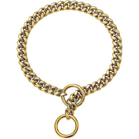 Collier étrangleur en acier inoxydable doré pour chien de taille moyenne à grande (22 pouces), 10 mm. (1/4)