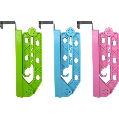 Lot de 4 étendoir à linge pliable, crochet intégré, 6 pinces, plastique paille de blé, intérieur voyage (1/5)