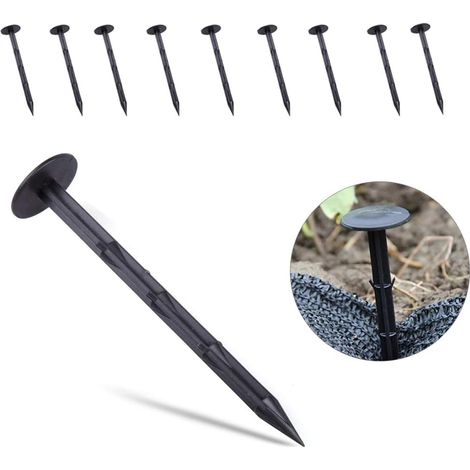 10 Piquets Fixation Plastique 11cm, Ancrage Sol Bâche Jardin Clous (1/5)