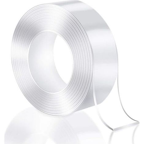 Rouleau de ruban adhésif double face transparent nano, disponible en plusieurs longueurs de 1 m. (1/5)