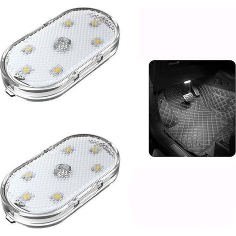 2 luces para maletero de coche, luz de techo magnética táctil para coche, iluminación interior portátil para coche, camión, armario, camping y caravana (luz blanca) (1/4)