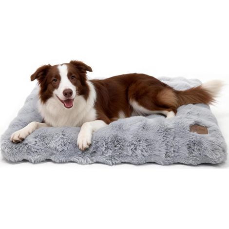 Panier Chien Grande Taille: 90x60x10cm Coussin Chien Déhoussable et Lavable en Machine, Tapis Matelas Lit Imperméable, Tissu Peluche Doux, Gris (1/5)
