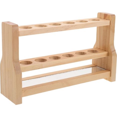 Support pour tubes à essai, 11 ml (0,39 oz liq.), en bois, pour tubes à centrifuger - Organiseur vintage pour laboratoire scientifique, 6 emplacements, diamètre 1,8 cm (0,7 po). (1/5)
