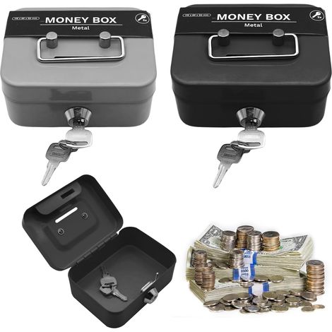 2 boîtes argentées verrouillables avec fente de sécurité : boîte en argent verrouillable petite boîte à monnaie avec clé mini canapé en métal pour pourboires pour enfants et adultes (1/5)