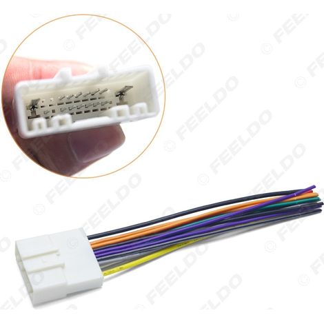 Compatible avec le connecteur femelle du câble d'alimentation du câble audio DVD de voiture Nissan Tiida/Sunny à 15 broches (fil arrière).