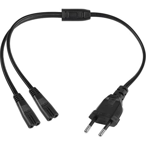 Câble d'extension Euro mâle à Double C7 Power, Type C Euro mâle à C7 Y Femelle Câble d'alimentation Euro Petit électroménager Euro 8 TV Blu-Ray Appareils ménagers Alimentations, 40CM (1/5)