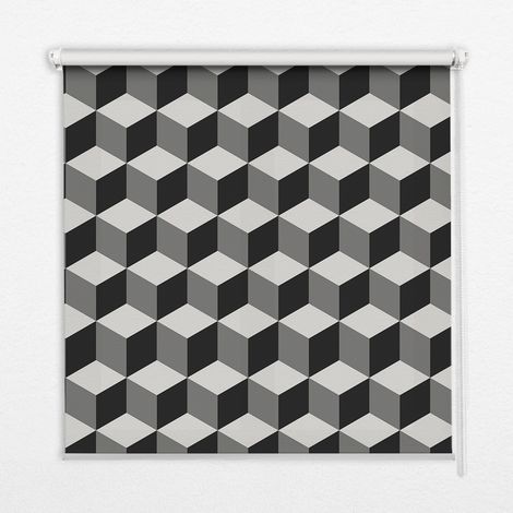 Tenda a Rullo Interna per Finestra - Tenda Filtrante Luce - Tenda Privacy - Tenda Decorativa Rettangolare - Rullo per Interni - (100 cm x 140 cm) - cubi 3D