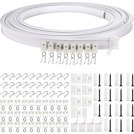 Rail de Plafond Pliable - Rail de Rideau Flexible Courbé 5 M - Pour Rideaux de Fenêtre, Séparateur de Pièce, Douche ou Fond - 1 Pièce