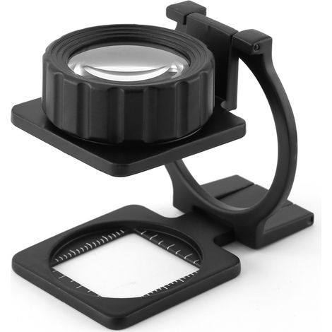 15-fache tragbare Faltlupe mit Ständer, Vergrößerungsglas, Messskala (1/5)