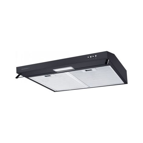 Rosieres – Hotte casquette aspirante noire 60cm – Débit d'air 348m3/h – 3 vitesses – Éclairage LED – Filtres à graisse lavables (1/3)