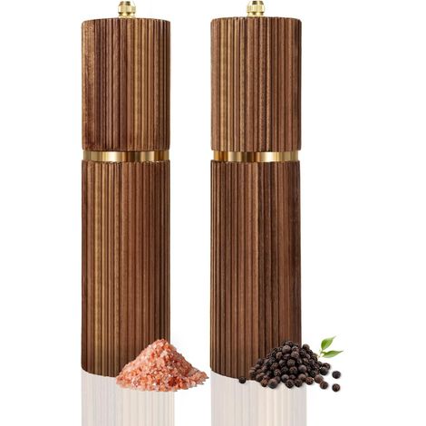 Moulin à poivre manuel avec finitions dorées, ensemble moulin à sel et à poivre, finesse de mouture réglable, mécanisme de broyage en céramique – Idée cadeau d'anniversaire ou de Noël (1/5)