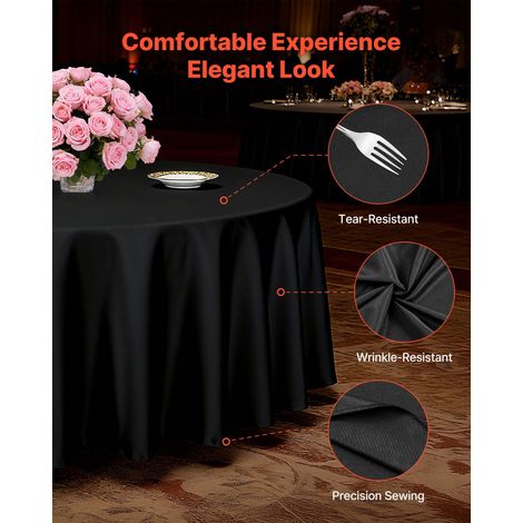 Nappe ronde noire - 3048 mm - couverture de table en polyester (1/5)
