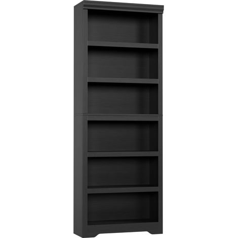 Bibliothèque industrielle 6 Niveaux 75", Étagères Réglables, Noire Embossée (1/5)