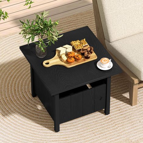Table d'Appoint Extérieure avec Trou pour Parasol 4,8CM Support de Base de Table pour Parasol avec 2 Scs de Sable Bureau de Bistrot Noir (1/2)