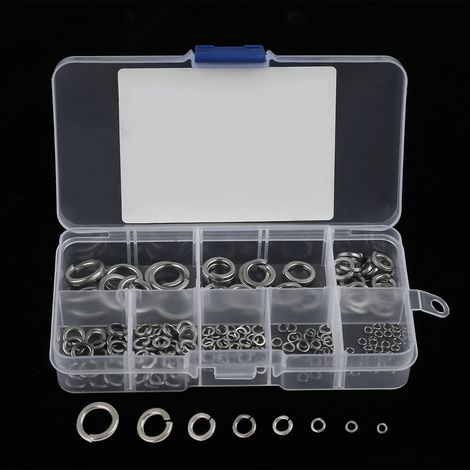 180 pièces kit assortiment rondelles Grower M2-M10 en acier inoxydable 304 avec boîte de rangement (1/5)