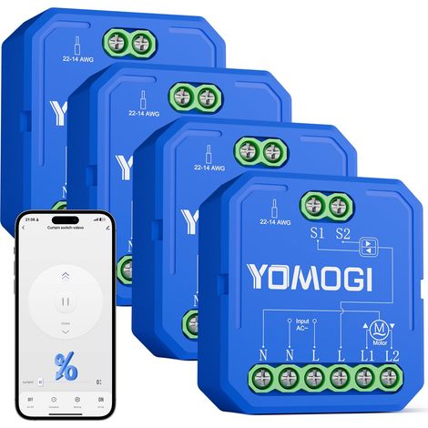 Module Volet Roulant Connecté, Module Interrupteur pour Rideau Stores WiFi, Compatible avec pour Contrôle en Pourcentage, Pas de Télécommande, 4 Pièces (1/5)