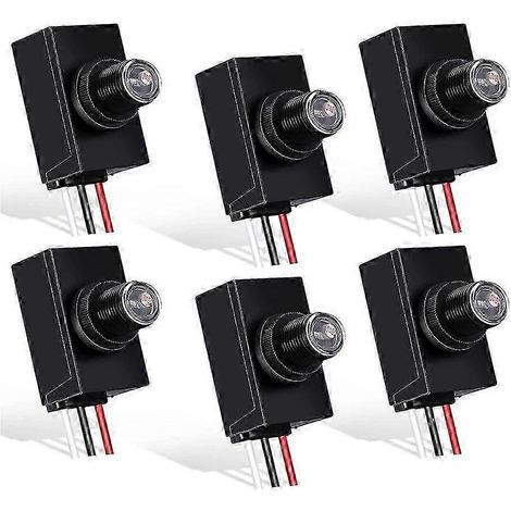 Lot de 6 capteurs crépusculaires pour éclairage extérieur 120-277 V, interrupteur photoélectrique, cellule photoélectrique, capteur de lumière, noir SZRH A-GB (1/5)