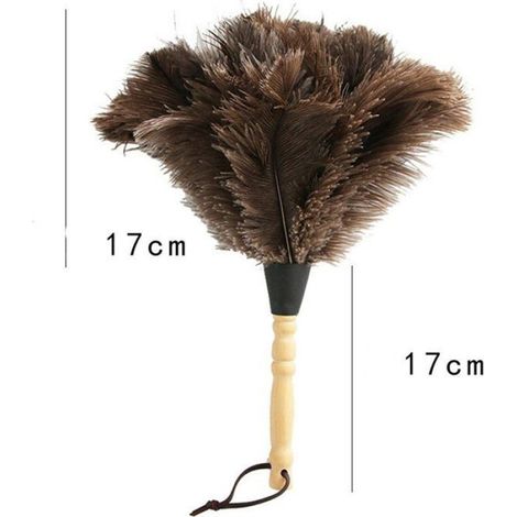 Plumeau à plumes d'autruche, plumeau antistatique à manche en bois (1/5)