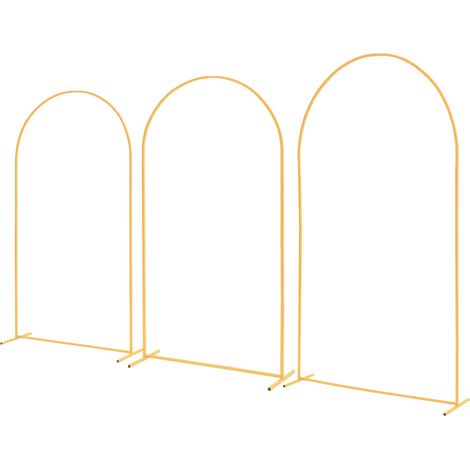 Mophorn Hochzeitsbogen 3er-Set, 2,4/2,2/2m Hintergrundständer, goldfarbener Metallbogen für Feiern wie Hochzeiten, Geburtstage, Abschlussfeiern, Feiertage und Zeremonien (1/5)
