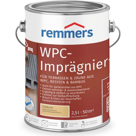 Remmers WPC-Imprägnier-Öl farblos, 2,5 Liter, WPC Öl für innen und außen, für Terrassen, Zäune oder Gartenmöbel aus WPC, Resysta und Bambus geeignet