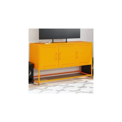 Meuble TV jaune moutarde 100,5x39x60,5 acier (1/5)