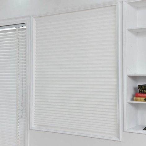 Tende a rullo plissettate autoadesive，tende a rullo oscuranti，tende a rullo senza foratura，tende per camera da letto，90 cm x 150 cm (bianche) (1/4)
