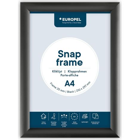 Cadre Clic-Clac A4 Aluminium Anodisé, Profil 25mm, Coins 45°, Noir (1/5)