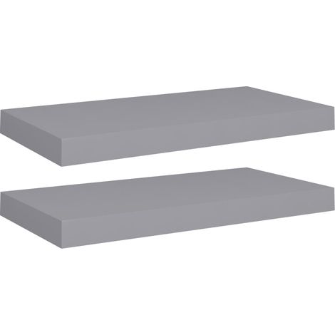 Lot de 2 Étagères murales flottantes Armoire murale Meuble Étagère Gris 50x23x3,8 cm MDF 19835 (1/5)