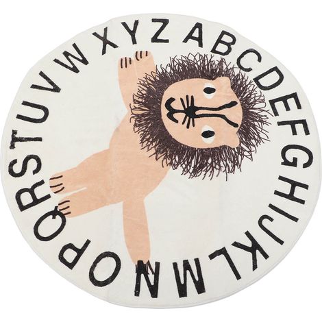 Tapis rond à motifs animaux, antidérapant et doux, idéal pour la chambre d'enfant (39,4 pouces de diamètre, type 1). (1/5)