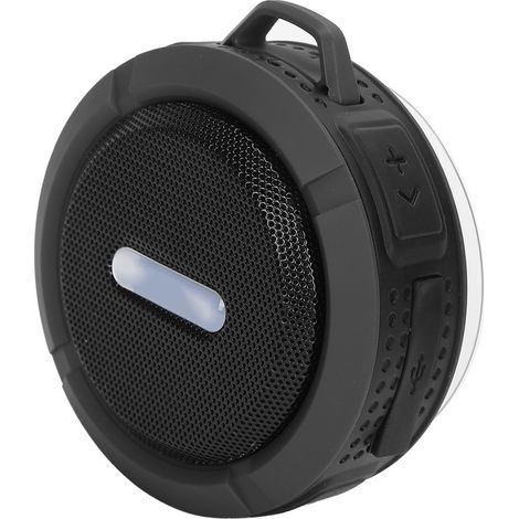 Enceinte Bluetooth C6 avec mousqueton à ventouse, mini caisson de basses étanche pour les sports de plein air, gris foncé. (1/5)